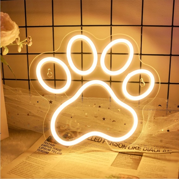 Neon Blue Dog/Cat Paw Print Pet Animal Lover Glowing LED Sign Light Wall Decor - Picture 7 of 7